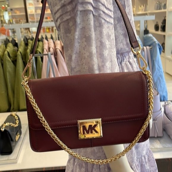 Michael Kors Handbags - Michael Kors Sonia Medium Leather Shoulder Bag Merlot